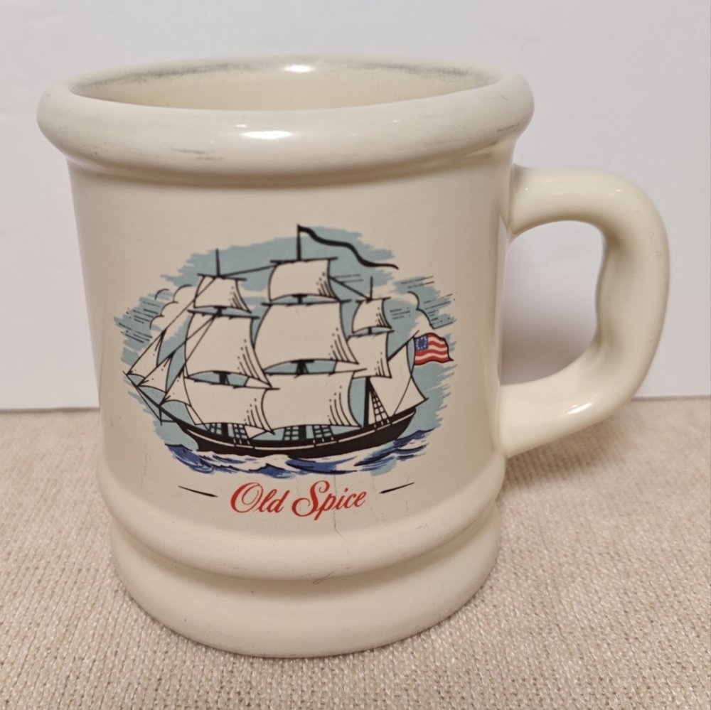 Vintage Old Spice Shaving Mug Scuttle Cup "The Grand Turk" Ship Stars & Stripes